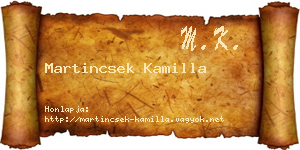 Martincsek Kamilla névjegykártya